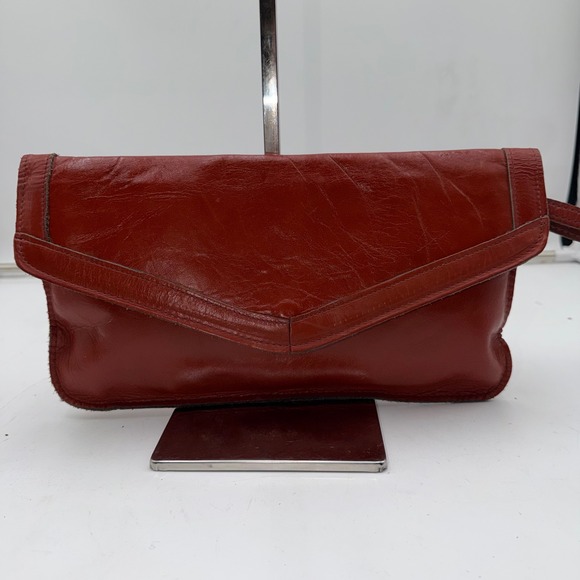 Unbranded Handbags - Vintage Red Leather Envelope Clutch Bag Wristlet Made in Dominican Republic